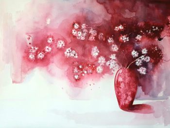 Gold Coast Art | Romantic red flowers -Lucinda's Studio | Art Classes Gold Coast | Lucinda Leveille Art | Watercolour | Original Art