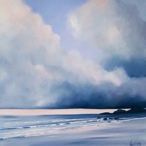 sea, ocean, bbeach, clouds in shades of blue Gold Coast Art | Lucinda's Studio | Art Classes Gold Coast | Lucinda Leveille Art | Watercolour | Original Art