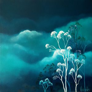 Lucinda Leveille Art | Lucinda's Studio | Above The Canopy | skies | trees | colour | gold coast artist | Australian art | Australian artist