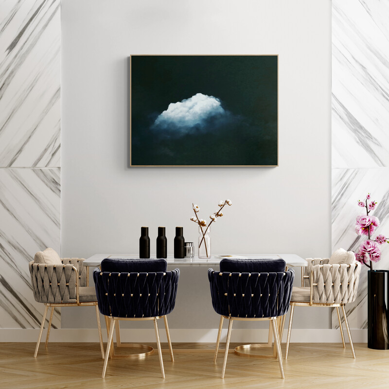 An atmospheric cloudscape painting inspired by the quiet drama of weather. Layers of cloud, light and open sky create a contemplative Australian landscape that explores stillness, distance and the emotional presence of place.