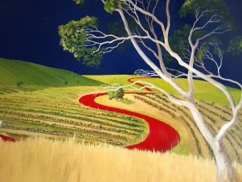 Lucinda Leveille Art | Lucinda's Studio | Brisbane Art | Australian Artist | Gold Coast Artist | Online Gallery | red road | Australian landscape | gum trees | road series