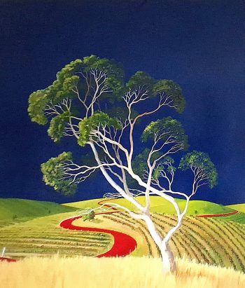 Lucinda Leveille Art | Lucinda's Studio | Brisbane Art | Australian Artist | Gold Coast Artist | Online Gallery | red road | Australian landscape | gum trees | road series