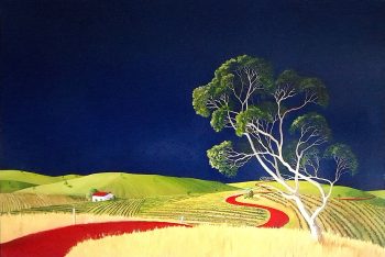 Lucinda Leveille Art | Lucinda's Studio | Brisbane Art | Australian Artist | Gold Coast Artist | Online Gallery | red road | Australian landscape | gum trees | road series