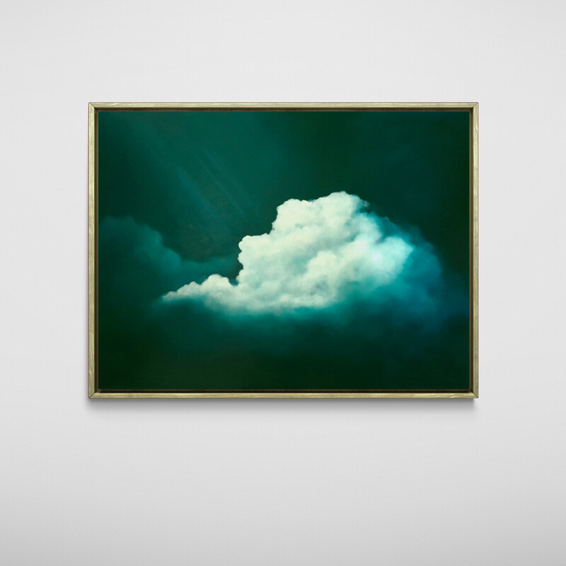 Atmospheric cloudscape painting with soft light and open sky