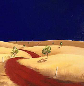 Lucinda Leveille Art | Lucinda's Studio | Brisbane Art | Australian Artist | Gold Coast Artist | Online Gallery | red road | Australian landscape | gum trees | road series