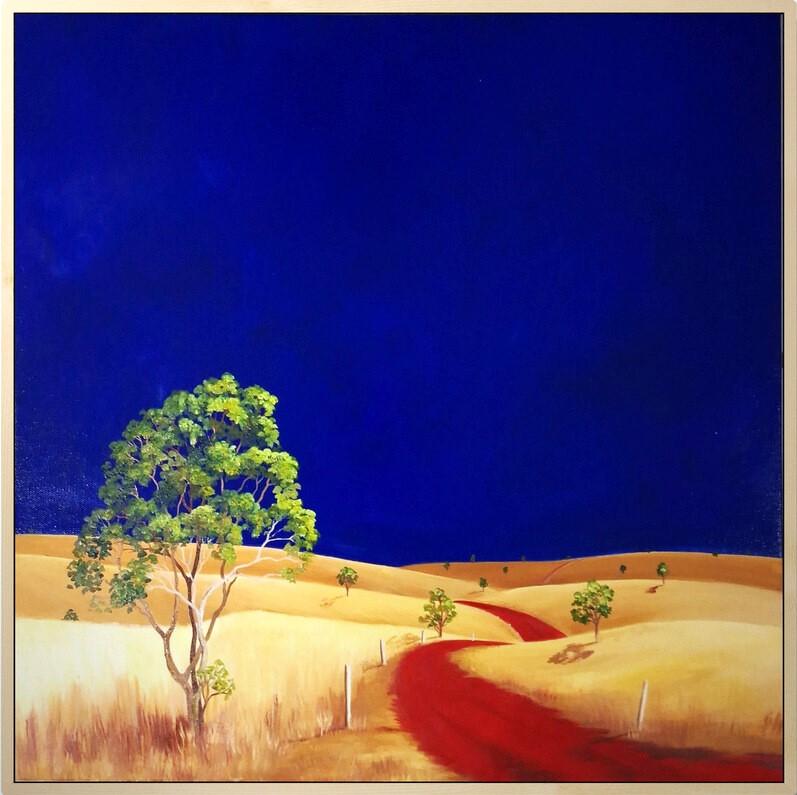 Lucinda Leveille Art | Lucinda's Studio | Brisbane Art | Australian Artist | Gold Coast Artist | Online Gallery | red road | Australian landscape | gum trees | road series