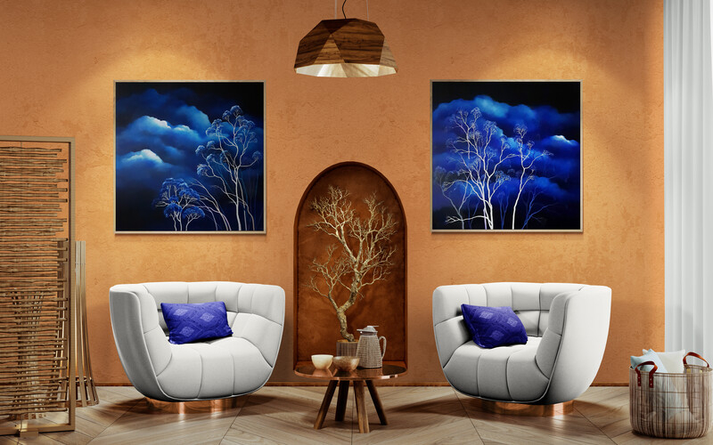 Lucinda Leveille Art | Lucinda's Studio | Brisbane Art | Australian Artist | Gold Coast Artist | Online Gallery | clouds | Australian landscape | gum trees | home art | decor | home art | above the canopy