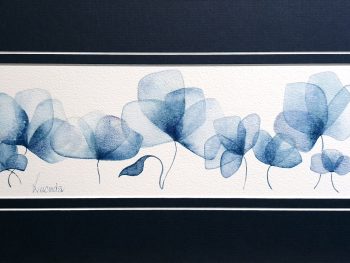 A blue flower watercolour, Original Australian watercolour floral painting exploring colour, form and the fluid versatility of watercolour.