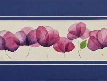 A bright colourful watercolour based on flower shapes, Original Australian watercolour floral painting exploring colour, form and the fluid versatility of watercolour.
