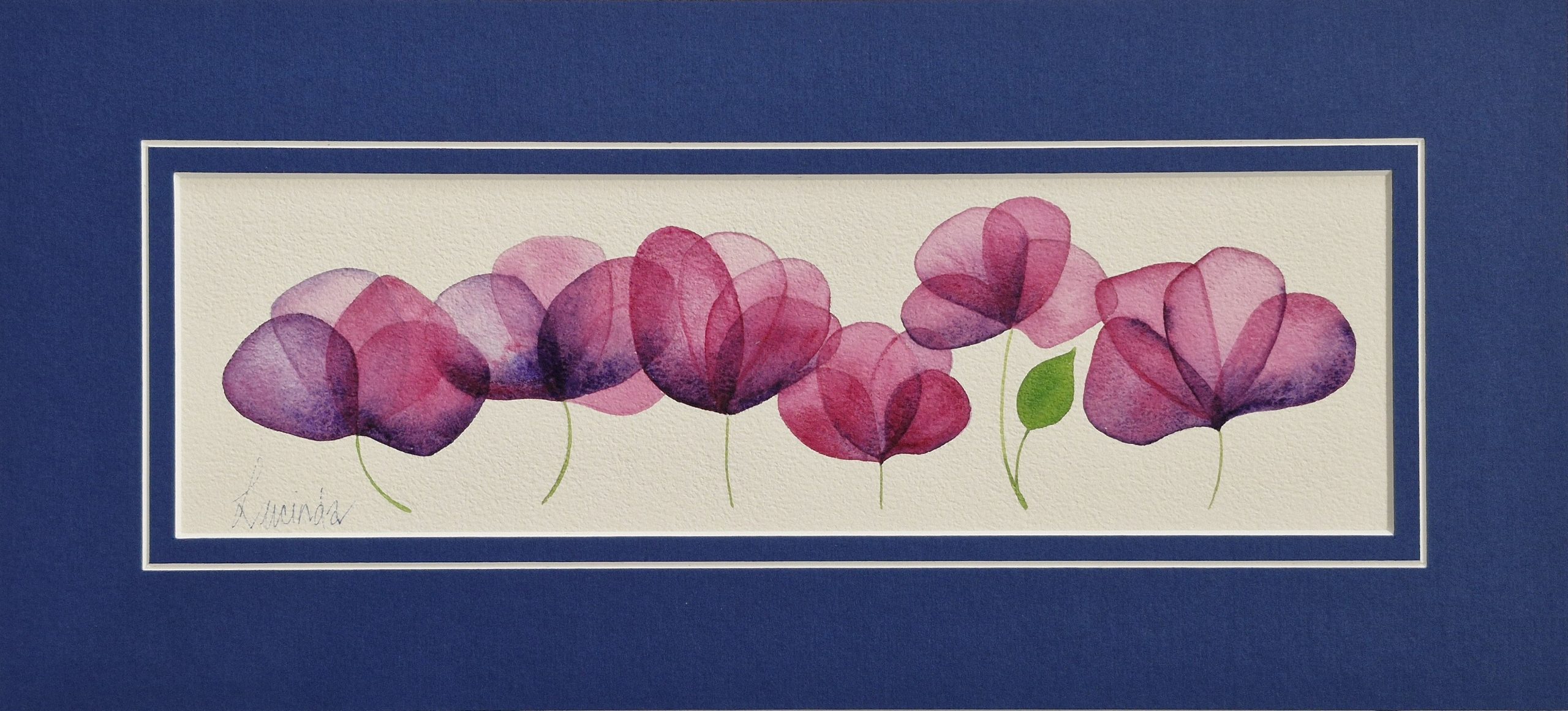 A bright colourful watercolour based on flower shapes, Original Australian watercolour floral painting exploring colour, form and the fluid versatility of watercolour.