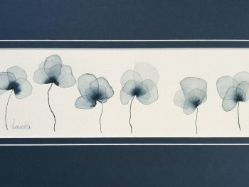 Lucinda Leveille original and exclusive watercolour, four leaf clover design in deep teal with dark blue matt ready for framing, gifting and collecting, gift wrapped