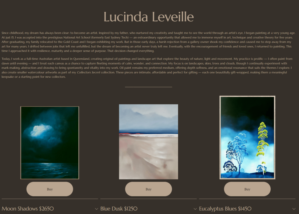 Lucinda's Studio | Lucinda Leveille Art | Gold Coast top Artist | 