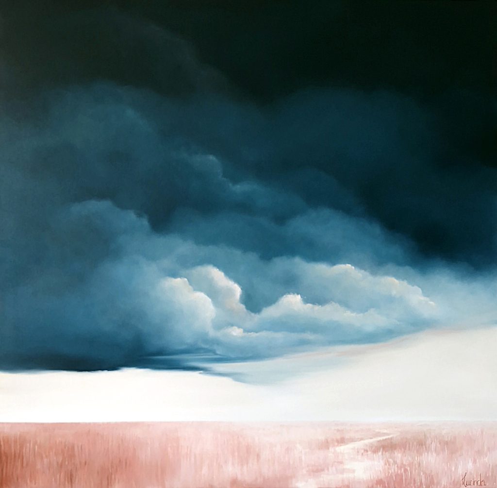 Restrained landscape painting exploring stillness and atmosphere