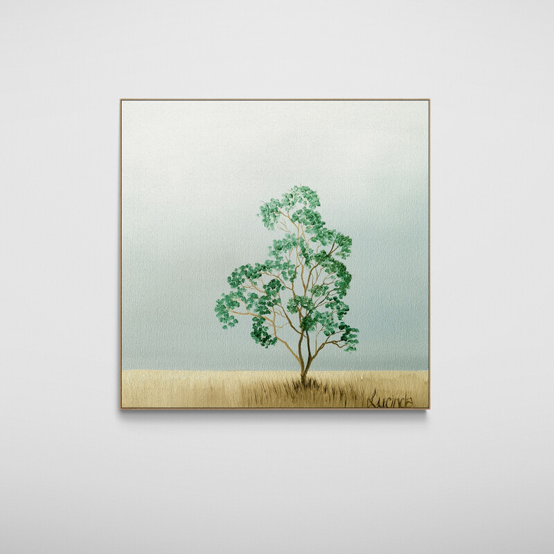 Original oil painting of a tree in an Australian landscape after weather