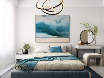 Saltwater Quiet a statement atmospheric landscape seascape painting by Lucinda Leveille