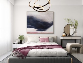 large statement piece - Original Australian atmospheric landscape oil painting featuring a dramatic sky with soft light breaking through layered clouds