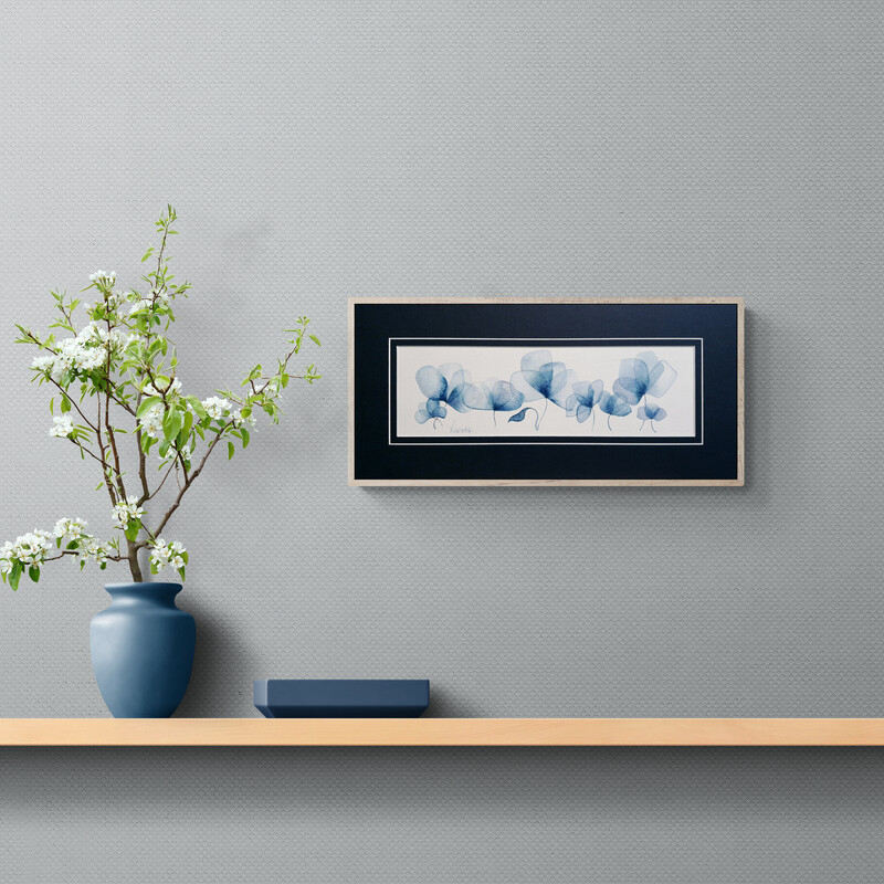 A blue flower watercolour, Original Australian watercolour floral painting exploring colour, form and the fluid versatility of watercolour.