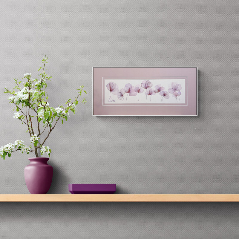Pink Serenade an original Australian watercolour floral painting in pinks and violets with a complimentary framing mat by Lucinda