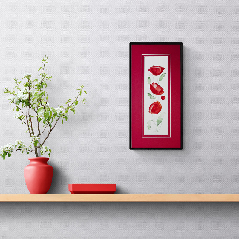 An original red roses watercolour by Lucinda Leveille, Original Australian watercolour floral painting exploring colour, form and the fluid versatility of watercolour.