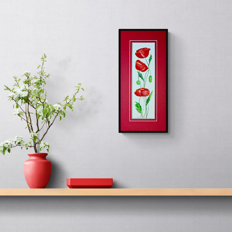 An original red roses watercolour by Lucinda Leveille, Original Australian watercolour floral painting exploring colour, form and the fluid versatility of watercolour.