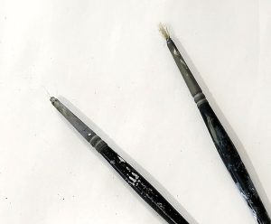 the three hair bush, old brushes with barely any hairs left, that I jsut can't part with - Lucinda leveille studio shots