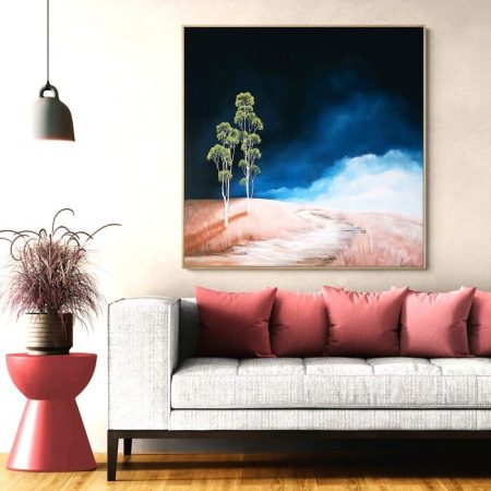 Atmospheric landscape painting inspired by the Australian landscape and the quiet after storms