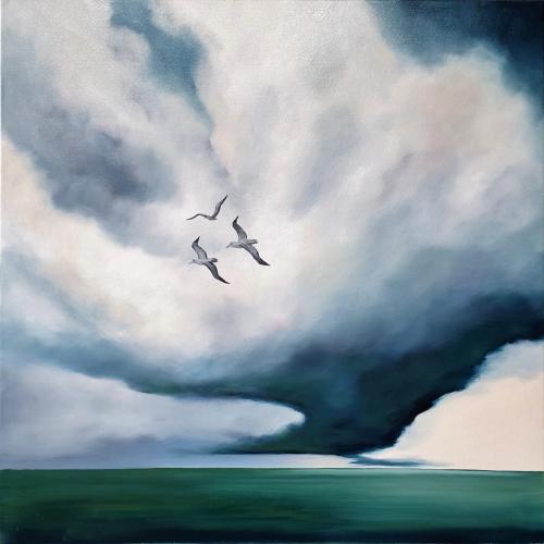 Swept As A Seabird Out To Sea -Oils on Canvas -Ready to hang - 61 x 61 cms -$650